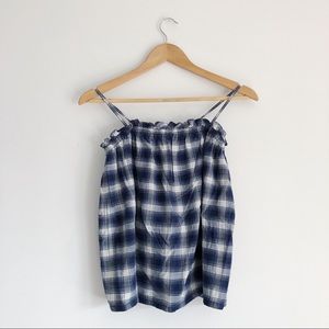 Madewell Top In Gingham With Adjustable Ties XS